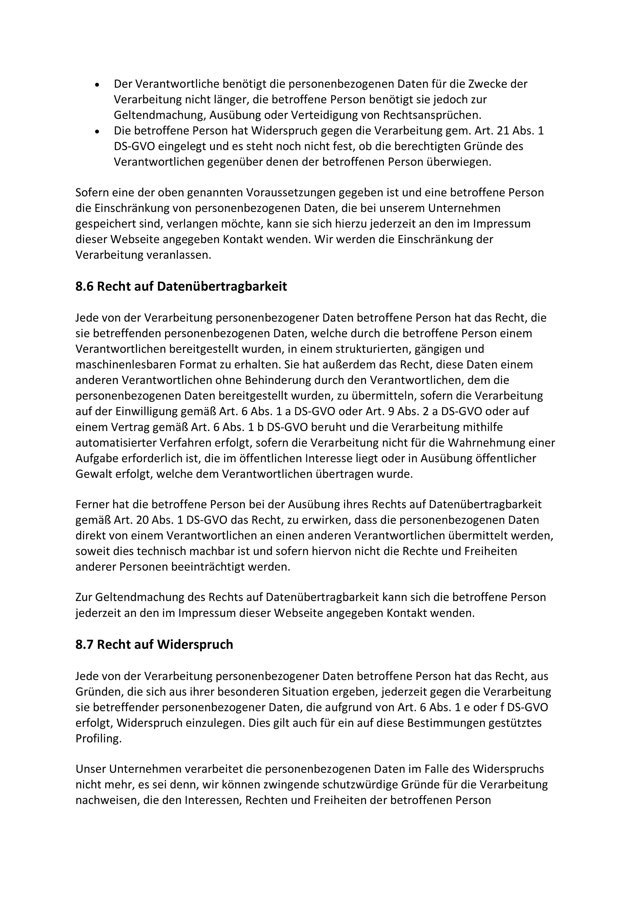 Datenschutzerklärung, Seite 8